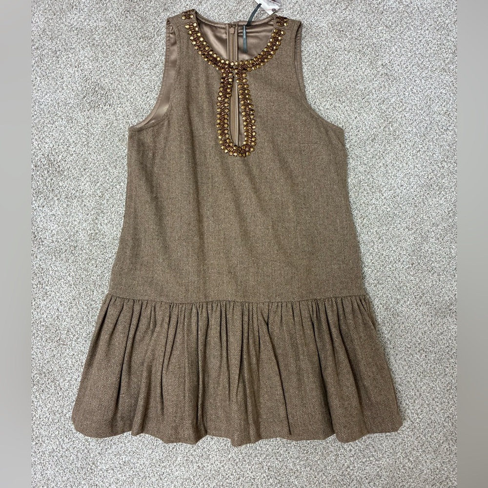 NWT Anthropologie Brown Beaded Dress